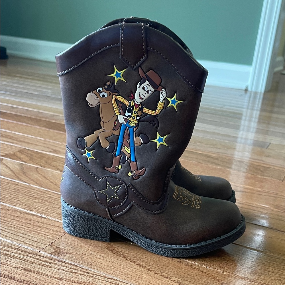Kids Brown Cowboy Boots with Toy Story Design